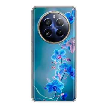 Силиконовый чехол на Realme 12 Pro с принтом Голубые цветы