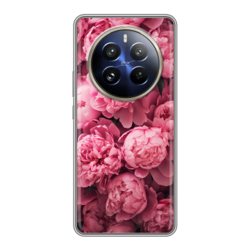 Силиконовый чехол на Realme 12 Pro с принтом цветы пионы
