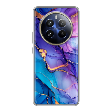Силиконовый чехол на Realme 12 Pro с принтом синий мрамор Силиконовый чехол на Realme 12 Pro с принтом синий мрамор