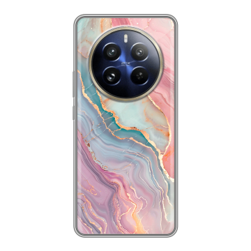 Силиконовый чехол на Realme 12 Pro с принтом розовый мрамор