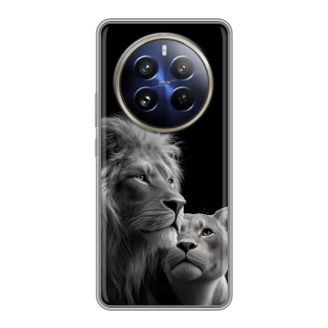 Силиконовый чехол на Realme 12 Pro с принтом Лев кошки Силиконовый чехол на Realme 12 Pro с принтом Лев кошки