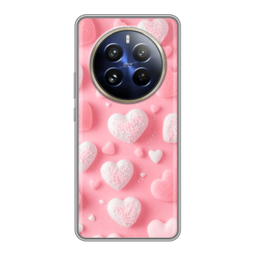 Силиконовый чехол на Realme 12 Pro с принтом Сердечки