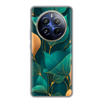 Силиконовый чехол на Realme 12 Pro с принтом Листья и золото Силиконовый чехол на Realme 12 Pro с принтом Листья и золото