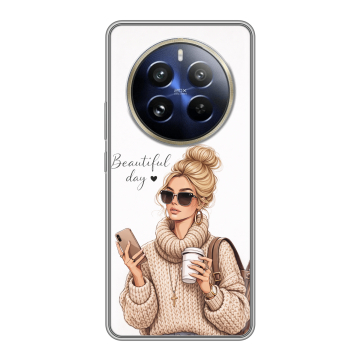 Силиконовый чехол на Realme 12 Pro с принтом женский