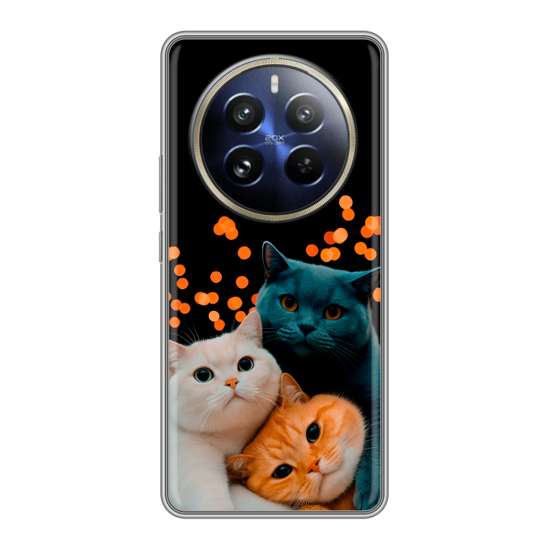 Силиконовый чехол на Realme 12 Pro с принтом Кошки Силиконовый чехол на Realme 12 Pro с принтом Кошки