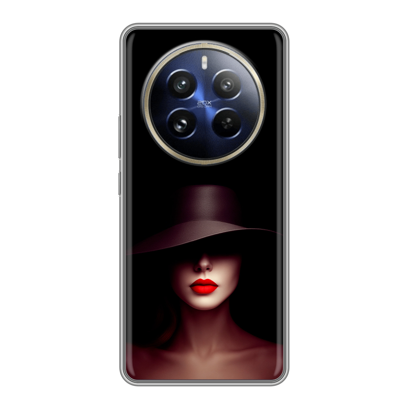 Силиконовый чехол на Realme 12 Pro с принтом Девушка в шляпе Силиконовый чехол на Realme 12 Pro с принтом Девушка в шляпе
