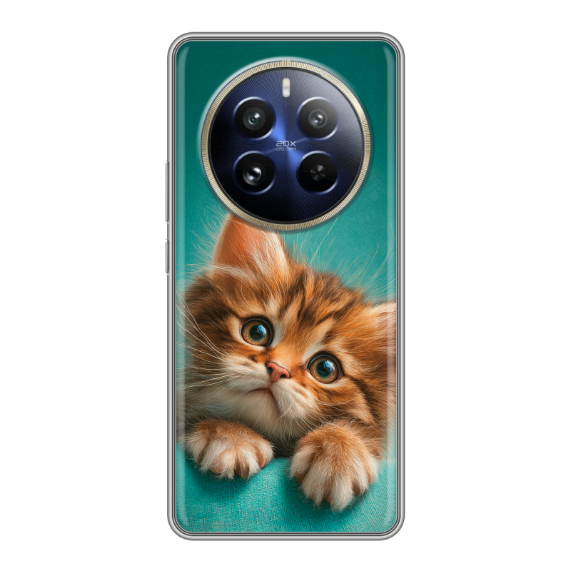 Силиконовый чехол на Realme 12 Pro с принтом котенок Силиконовый чехол на Realme 12 Pro с принтом котенок