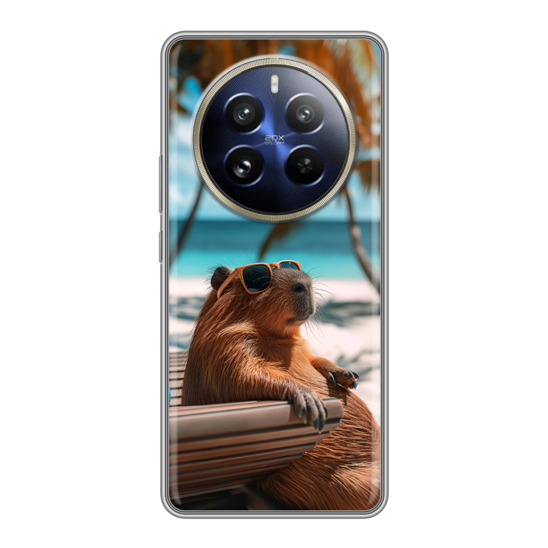 Силиконовый чехол на Realme 12 Pro с принтом Капибара Силиконовый чехол на Realme 12 Pro с принтом Капибара