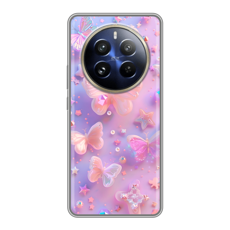 Силиконовый чехол на Realme 12 Pro с принтом Бабочки Силиконовый чехол на Realme 12 Pro с принтом Бабочки