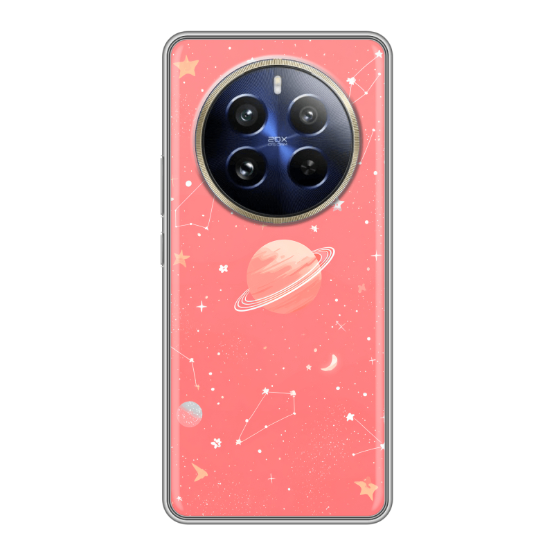 Силиконовый чехол на Realme 12 Pro с принтом Розовый космос Силиконовый чехол на Realme 12 Pro с принтом Розовый космос