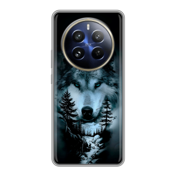 Силиконовый чехол на Realme 12 Pro Plus с принтом Лесной волк Силиконовый чехол на Realme 12 Pro Plus с принтом Лесной волк
