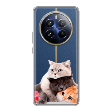 Силиконовый чехол на Realme 12 Pro Plus с принтом Кошки Силиконовый чехол на Realme 12 Pro Plus с принтом Кошки