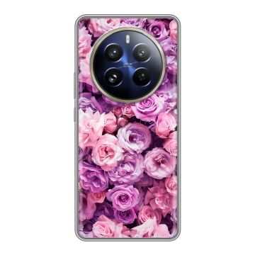 Силиконовый чехол на Realme 12 Pro Plus с принтом лавандовые розы Силиконовый чехол на Realme 12 Pro Plus с принтом лавандовые розы