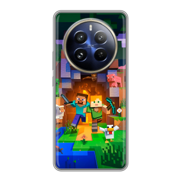 Силиконовый чехол на Realme 12 Pro Plus с принтом Майнкрафт Minecraft