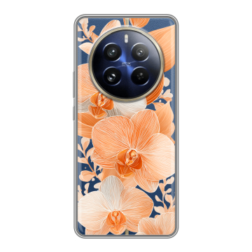 Силиконовый чехол на Realme 12 Pro Plus с принтом Бежевые цветы