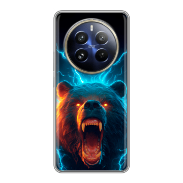 Силиконовый чехол на Realme 12 Pro Plus с принтом Медведь Силиконовый чехол на Realme 12 Pro Plus с принтом Медведь