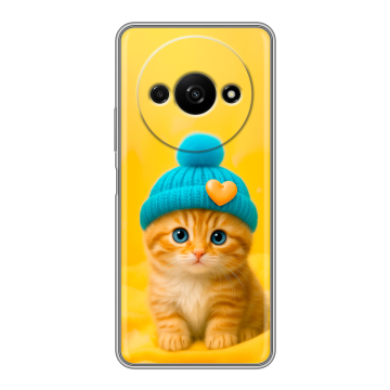 Силиконовый чехол на Xiaomi RedMi A3 с принтом Котенок в шапке Силиконовый чехол на Xiaomi RedMi A3 с принтом Котенок в шапке