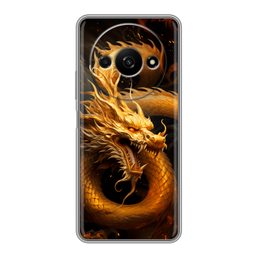 Силиконовый чехол на Xiaomi RedMi A3 с принтом Золотой дракон Силиконовый чехол на Xiaomi RedMi A3 с принтом Золотой дракон
