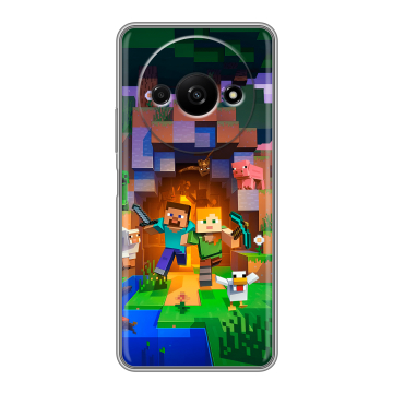 Силиконовый чехол на Xiaomi RedMi A3 с принтом Майнкрафт Minecraft Силиконовый чехол на Xiaomi RedMi A3 с принтом Майнкрафт Minecraft