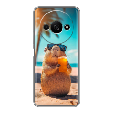 Силиконовый чехол на Xiaomi RedMi A3 с принтом Капибара Силиконовый чехол на Xiaomi RedMi A3 с принтом Капибара