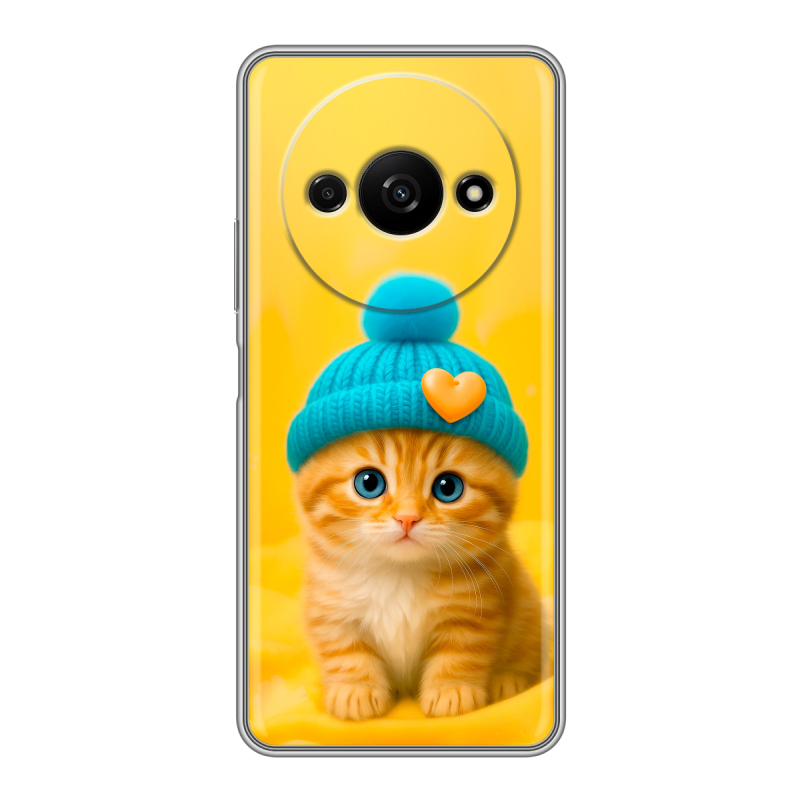 Силиконовый чехол на Xiaomi RedMi A3 с принтом Котенок в шапке Силиконовый чехол на Xiaomi RedMi A3 с принтом Котенок в шапке