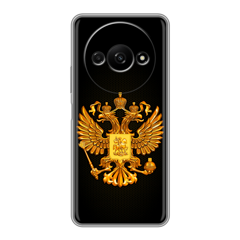 Силиконовый чехол на Xiaomi RedMi A3 с принтом Герб России желтый Силиконовый чехол на Xiaomi RedMi A3 с принтом Герб России желтый