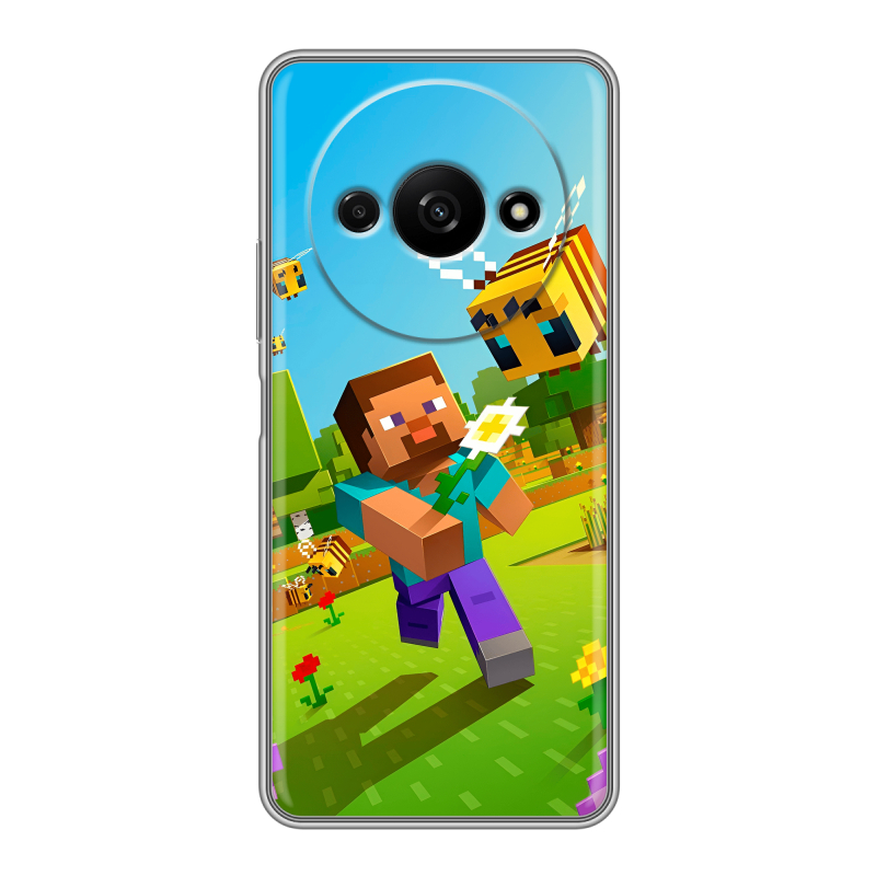 Силиконовый чехол на Xiaomi RedMi A3 с принтом Майнкрафт Minecraft Силиконовый чехол на Xiaomi RedMi A3 с принтом Майнкрафт Minecraft