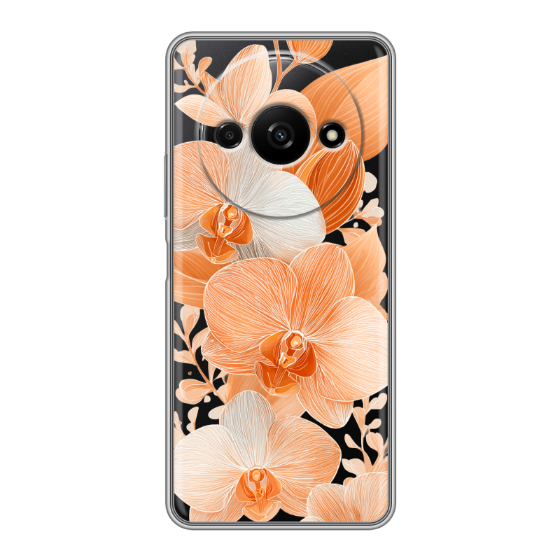 Силиконовый чехол на Xiaomi RedMi A3 с принтом Бежевые цветы Силиконовый чехол на Xiaomi RedMi A3 с принтом Бежевые цветы