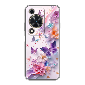 Силиконовый чехол на Huawei Nova Y72 с принтом цветы бабочки Силиконовый чехол на Huawei Nova Y72 с принтом цветы бабочки