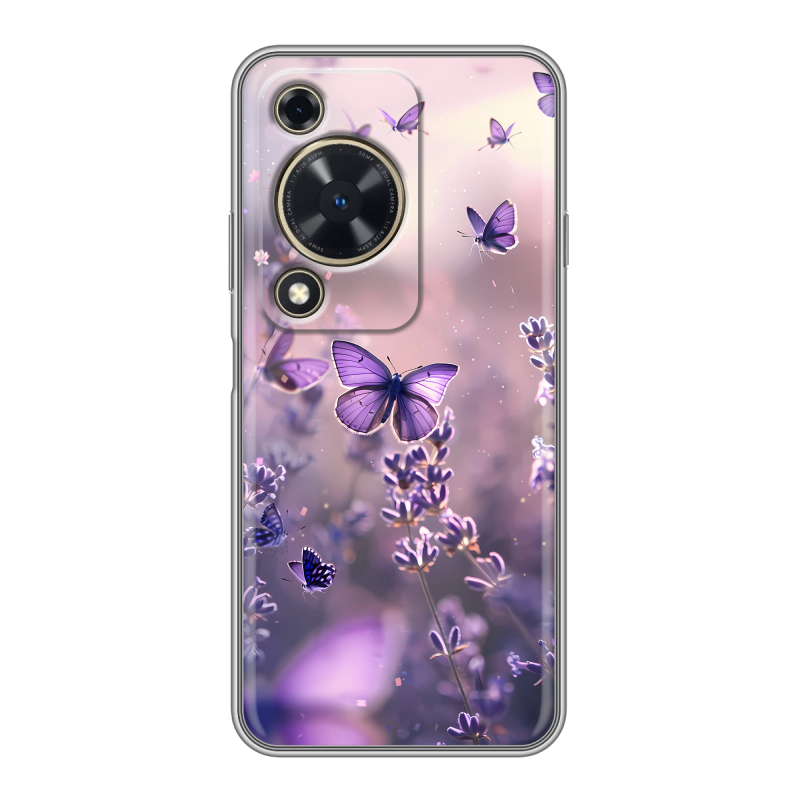 Силиконовый чехол на Huawei Nova Y72 с принтом бабочки и лаванда Силиконовый чехол на Huawei Nova Y72 с принтом бабочки и лаванда