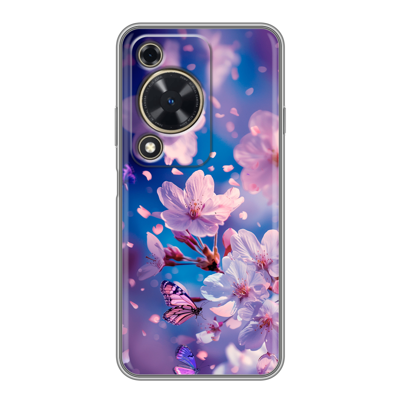 Силиконовый чехол на Huawei Nova Y72 с принтом цветы бабочки Силиконовый чехол на Huawei Nova Y72 с принтом цветы бабочки
