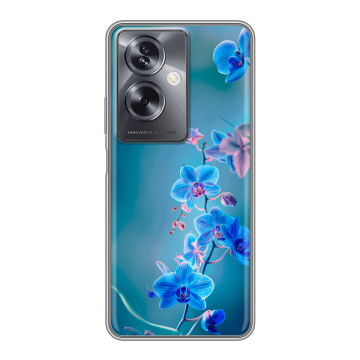 Силиконовый чехол на OnePlus Nord N30 SE 5G с принтом Голубые цветы Силиконовый чехол на OnePlus Nord N30 SE 5G с принтом Голубые цветы