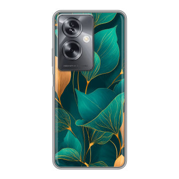 Силиконовый чехол на OnePlus Nord N30 SE 5G с принтом Листья и золото
