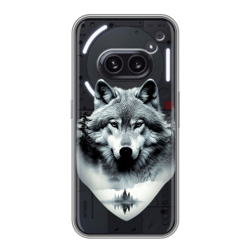 Силиконовый чехол на Nothing Phone (2a) с принтом Волк в лесу Силиконовый чехол на Nothing Phone (2a) с принтом Волк в лесу