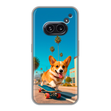 Силиконовый чехол на Nothing Phone (2a) с принтом Корги на скейте Силиконовый чехол на Nothing Phone (2a) с принтом Корги на скейте