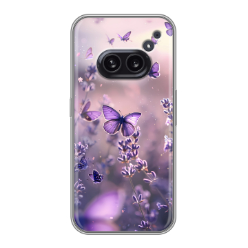 Силиконовый чехол на Nothing Phone (2a) с принтом бабочки и лаванда