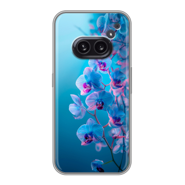 Силиконовый чехол на Nothing Phone (2a) с принтом голубые орхидеи Силиконовый чехол на Nothing Phone (2a) с принтом голубые орхидеи