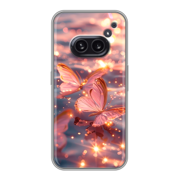 Силиконовый чехол на Nothing Phone (2a) с принтом бабочки розовые