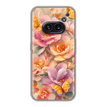 Силиконовый чехол на Nothing Phone (2a) с принтом Цветы и бабочки