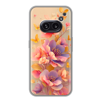 Силиконовый чехол на Nothing Phone (2a) с принтом Цветы и бабочки