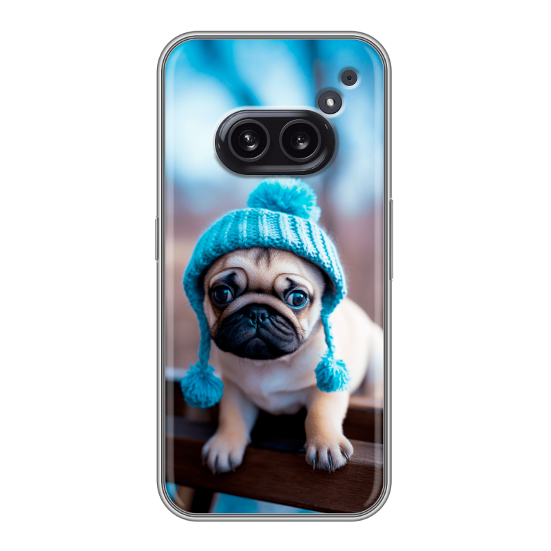 Силиконовый чехол на Nothing Phone (2a) с принтом Мопс в шапке Силиконовый чехол на Nothing Phone (2a) с принтом Мопс в шапке