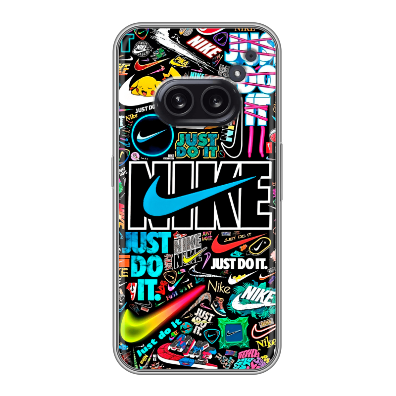 Силиконовый чехол на Nothing Phone (2a) с принтом найк nike черный Силиконовый чехол на Nothing Phone (2a) с принтом найк nike черный