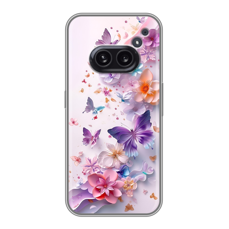 Силиконовый чехол на Nothing Phone (2a) с принтом цветы бабочки Силиконовый чехол на Nothing Phone (2a) с принтом цветы бабочки