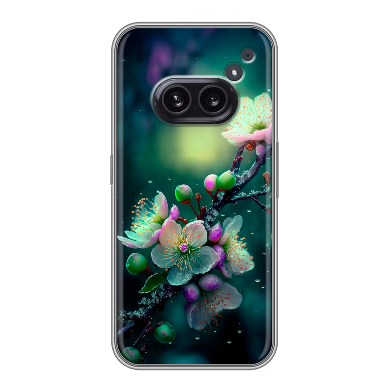 Силиконовый чехол на Nothing Phone (2a) с принтом Цветы и мрамор Силиконовый чехол на Nothing Phone (2a) с принтом Цветы и мрамор