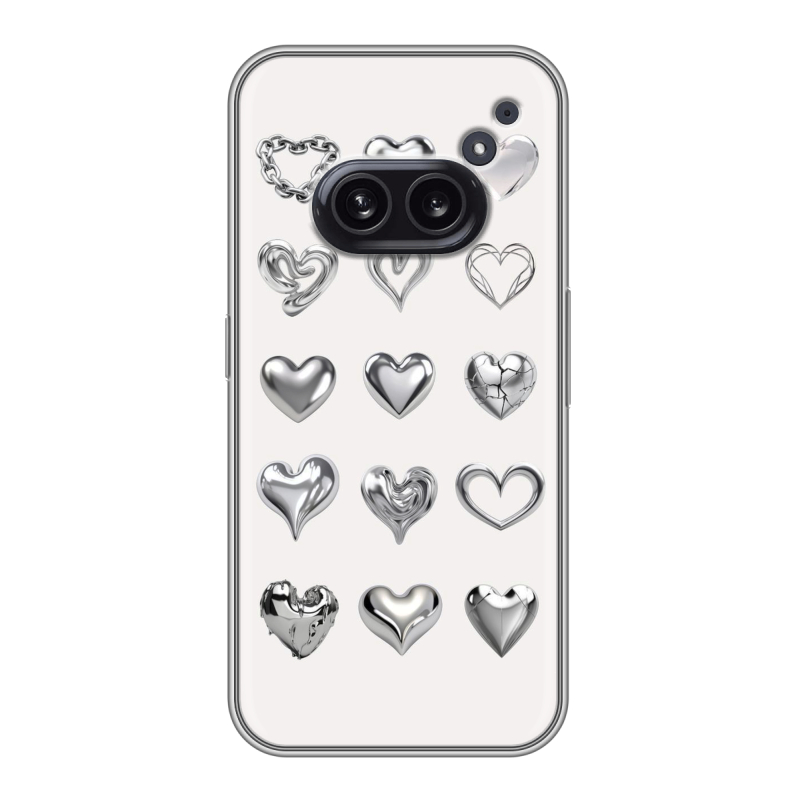 Силиконовый чехол на Nothing Phone (2a) с принтом Y2K сердечки Силиконовый чехол на Nothing Phone (2a) с принтом Y2K сердечки