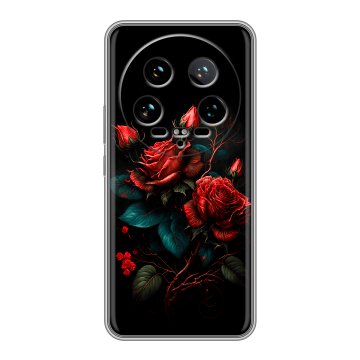 Силиконовый чехол на Xiaomi 14 Ultra с принтом Розы красные Силиконовый чехол на Xiaomi 14 Ultra с принтом Розы красные
