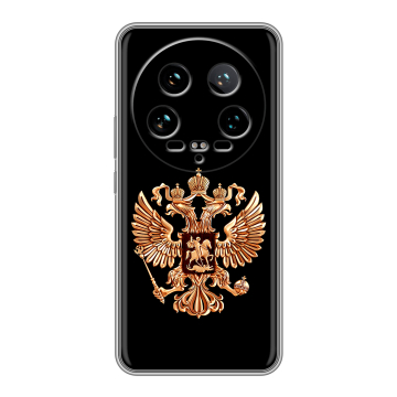 Силиконовый чехол на Xiaomi 14 Ultra с принтом Герб России золотой Силиконовый чехол на Xiaomi 14 Ultra с принтом Герб России золотой