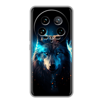 Силиконовый чехол на Xiaomi 14 Ultra с принтом Волк ночной