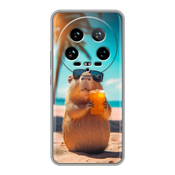 Силиконовый чехол на Xiaomi 14 Ultra с принтом Капибара