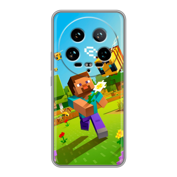Силиконовый чехол на Xiaomi 14 Ultra с принтом Майнкрафт Minecraft
